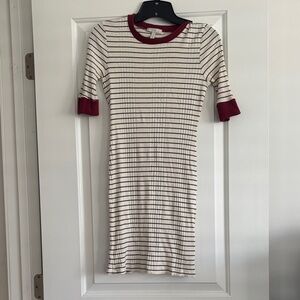 Striped Cream and Red Women's Dress